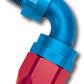 Russell Performance -6 AN Red/Blue 90 Degree Full Flow Swivel Pipe Thread Hose End (With 3/8in NPT)