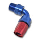 Russell Performance -12 AN Red/Blue 90 Deg Full Flow Swivel Pipe Thread Hose End (With 1/2in NPT)