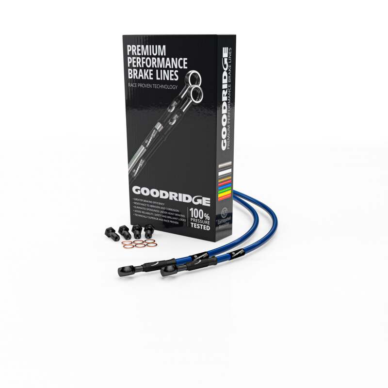 Goodridge 2023+ Honda CB750 Hornet ABS Electric Blue Front SS Brake Lines w/Black Fittings