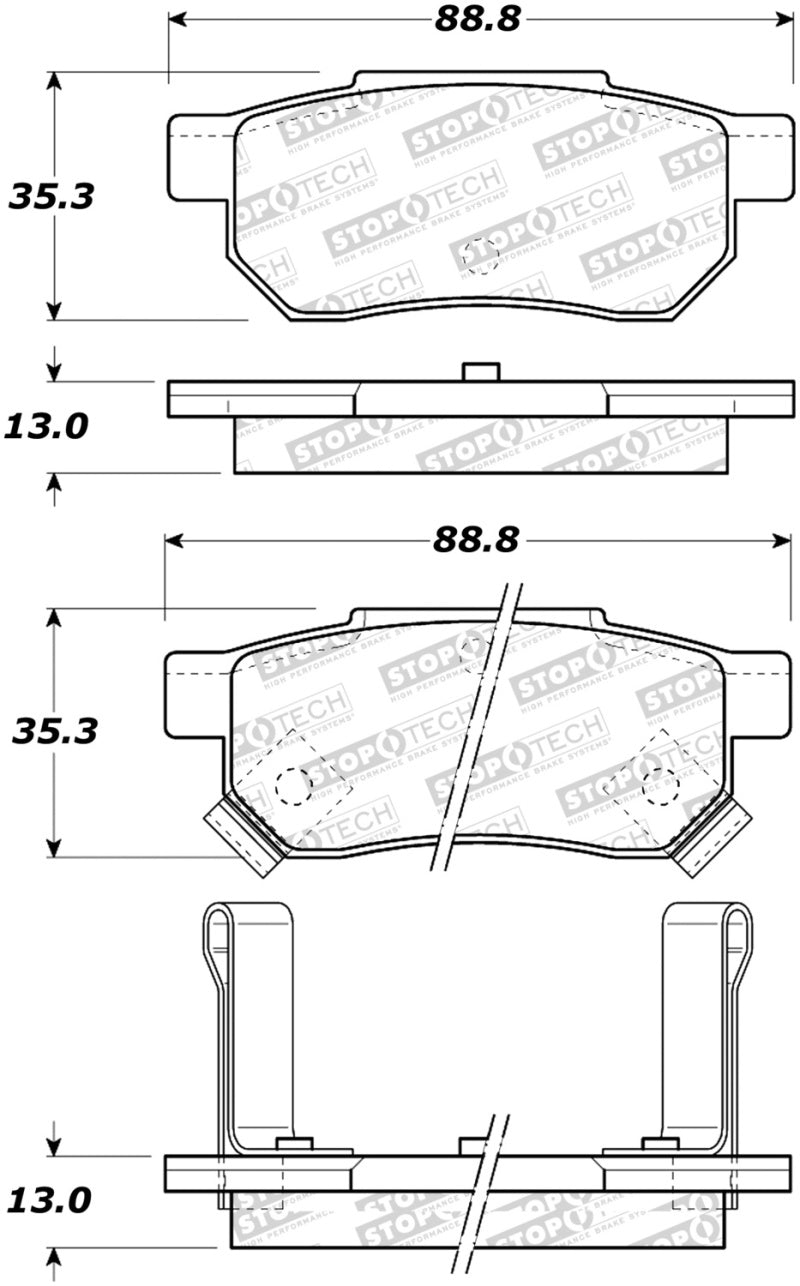 StopTech Sport Brake Pads w/Shims & Hardware - Rear