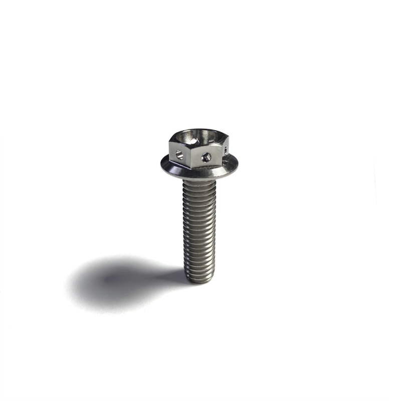 Ticon Industries Titanium Bolt Flanged M8x30x1.25TP 12mm 6pt Head Drilled