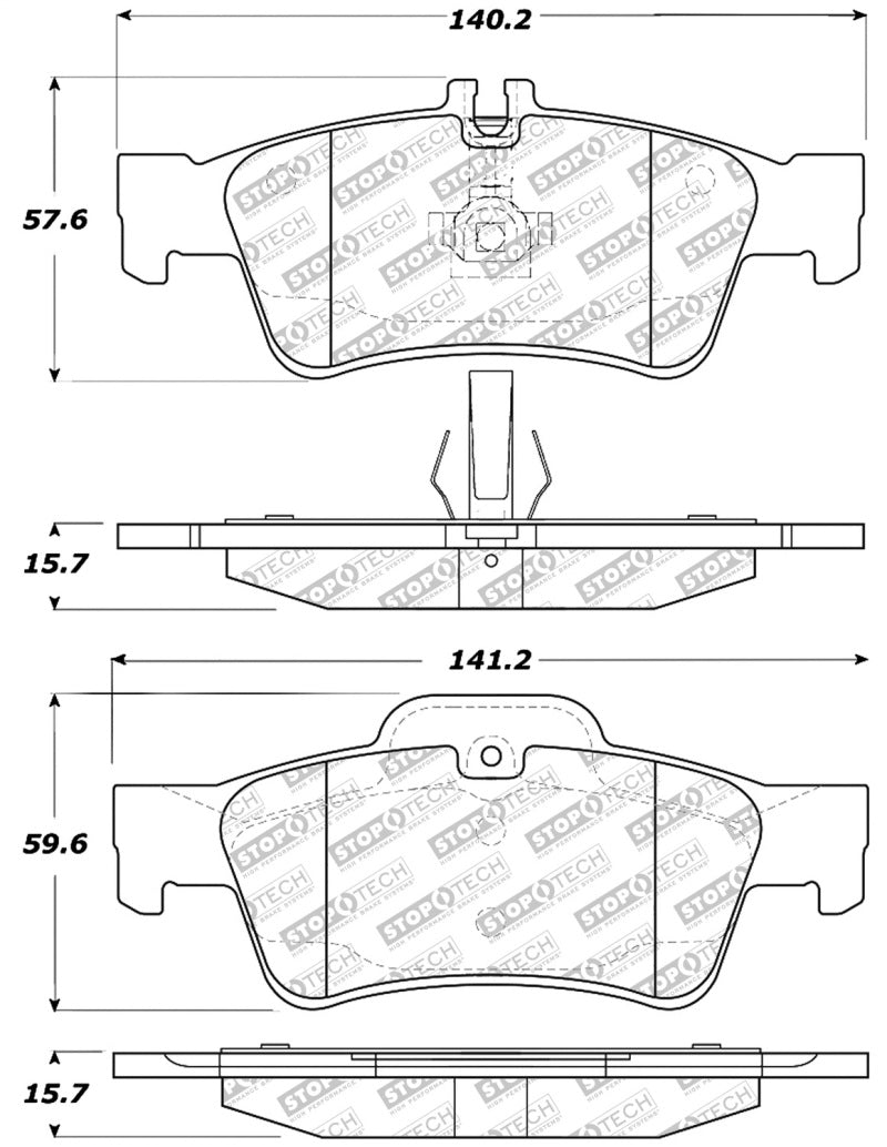 StopTech Street Select Brake Pads w/Hardware - Rear