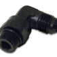 Vibrant -12AN Male Flare to Male -12AN ORB Swivel 90 Degree Adapter Fitting - Anodized Black