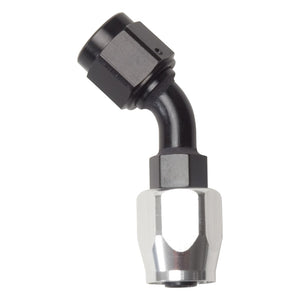 Russell Performance -8 AN Black/Silver 45 Degree Full Flow Hose End