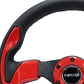 NRG Reinforced Steering Wheel (320mm) Blk w/Red Trim & 5mm 3-Spoke