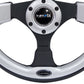 NRG Reinforced Steering Wheel (320mm) Blk w/Silver Trim & 5mm 3-Spoke