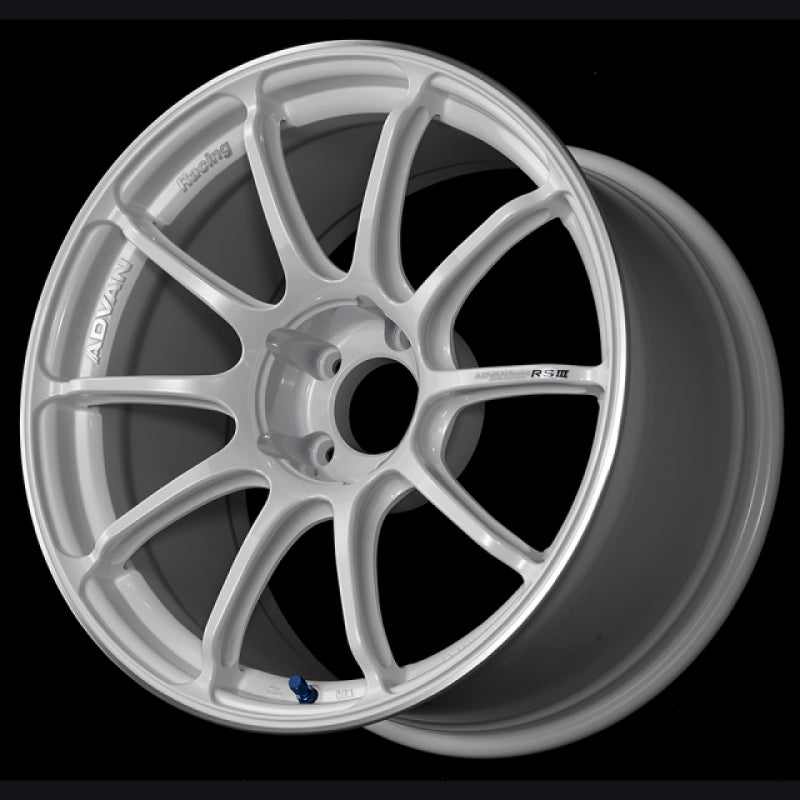 Advan RSIII 18x8.5 +47 5x100 White Metallic & Ring Wheel