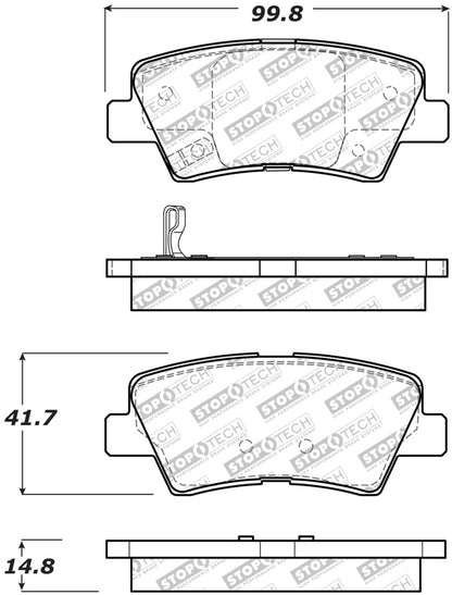 StopTech 09-15 Hyundai Sonata Street Select Rear Brake Pads