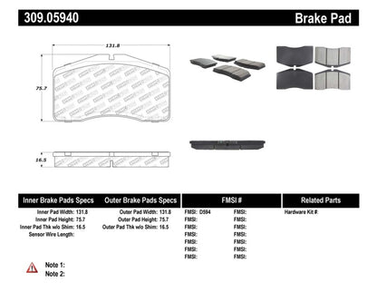 StopTech Performance 92-98 Porsche 911 Front Brake Pads