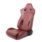 NRG Reclinable Sport Seats (Pair) The Arrow Maroon Vinyl w/ Pressed NRG logo w/ Maroon Stitch