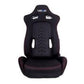 NRG Sport Seats (Pair) Cloth w/NRG Logo & NRG Arrow Cushion Imprint - Black w/Red Stitch