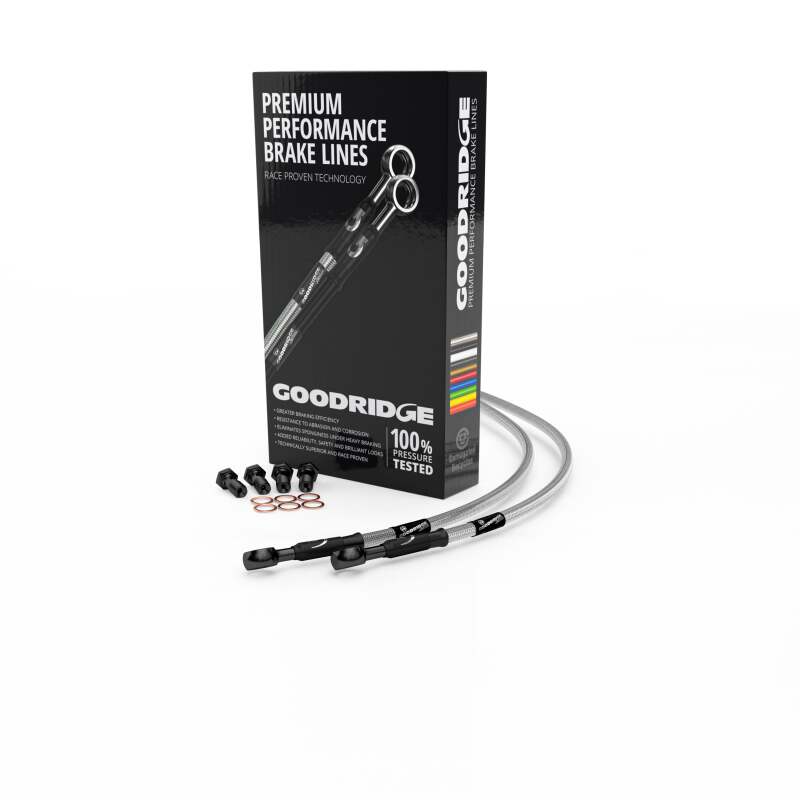 Goodridge 93-04 Kawasaki ZZR600 E1-E12H Clear Rear SS Brake Lines w/Black Fittings