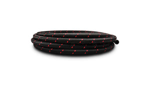 Vibrant -12 AN Two-Tone Black/Red Nylon Braided Flex Hose (10 foot roll)