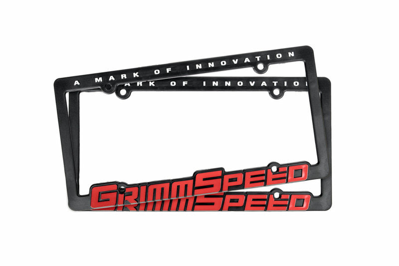 GrimmSpeed License Plate Frame - GrimmSpeed Red Text (Pair)