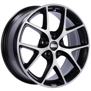 BBS SR 18x8 5x100 ET48 Satin Black Diamond Cut Face Wheel -70mm PFS/Clip Required