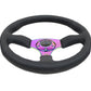 NRG Reinforced Steering Wheel (350mm / 2.5in. Deep) Leather Race Comfort Grip w/4mm Neochrome Spokes