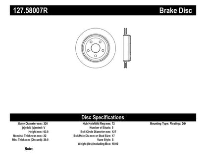 StopTech Slotted & Drilled Sport Brake Rotor 11-17 Jeep Grand Cherokee (Excludes SRT8)