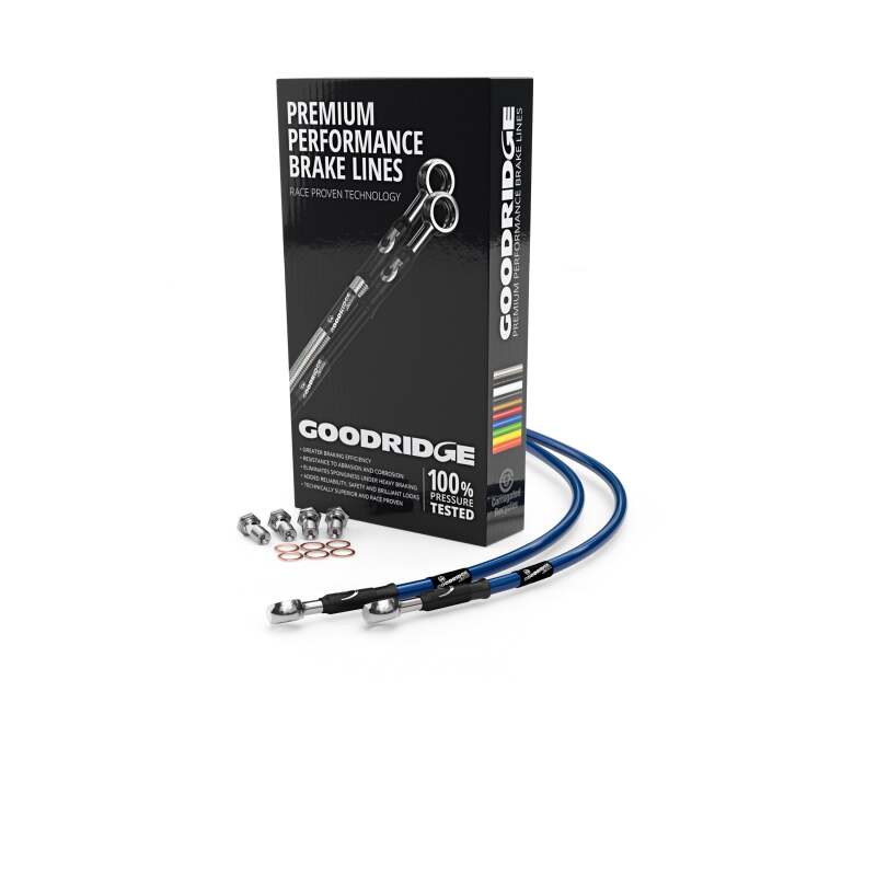 Goodridge 91-97 Ducati 900SS/Superlight I&II Electric Blue Brake Lines w/Black Fittings