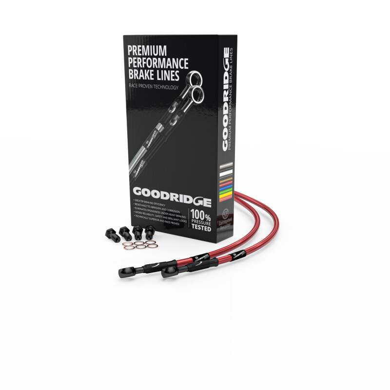 Goodridge 84-85 Honda VF500F2 Red Rear SS Brake Lines w/Black Fittings