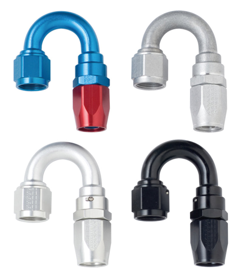 Fragola -4AN x 180 Degree Power Flow Hose End - Blue/Red