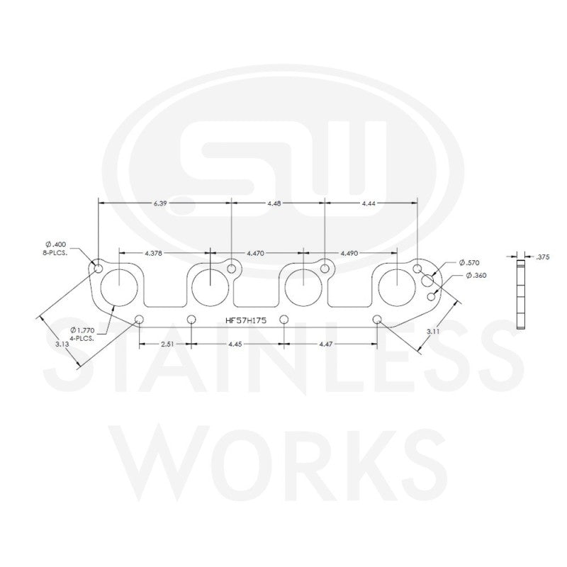 Stainless Works Hemi 5.7L Round Port Header 304SS Exhaust Flanges 1-3/4in Primaries