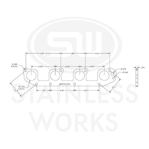 Stainless Works Hemi 5.7L Round Port Header 304SS Exhaust Flanges 1-3/4in Primaries