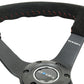 NRG Reinforced Steering Wheel (350mm / 3in. Deep) Blk Suede/Red BBall Stitch w/5mm Matte Blk Spokes