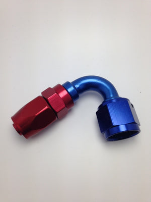 Fragola -12AN Fem x -16AN Hose 120 Degree Expanding Hose End - Blue/Red