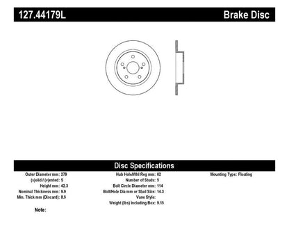 StopTech SportStop 10-13 Scion tC Slotted & Drilled Left Rear Rotor