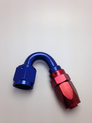 Fragola -10AN Fem x -8AN Hose 150 Degree Reducing Hose End - Blue/Red