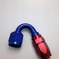 Fragola -8AN Fem x -6AN Hose 150 Degree Reducing Hose End - Blue/Red