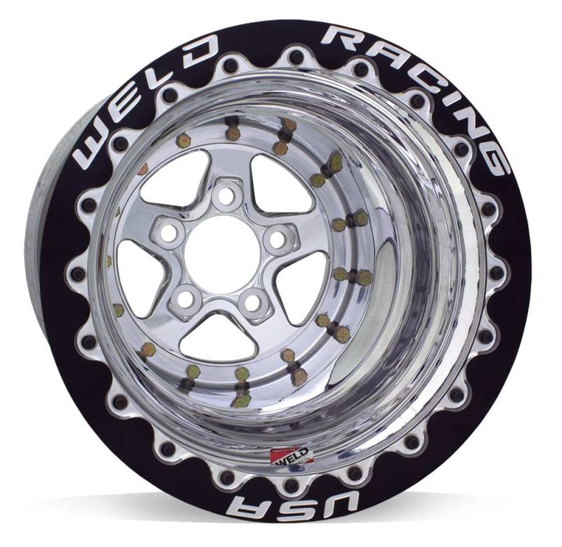 Weld Alumastar 2.0 15x15 / 5x4.75 BP / 4in. BS Polished Wheel - Polished Double Beadlock MT