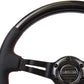 NRG Carbon Fiber Steering Wheel (350mm /1.5in. Deep) Leather Trim w/Red Stitch & Slit Cutout Spokes