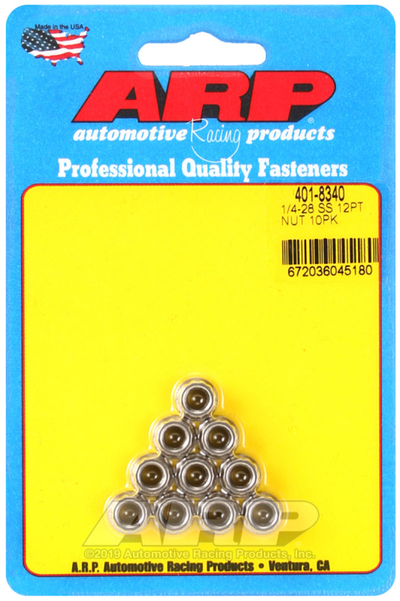 ARP 1/4-20in SS 12pt Nut Kit (10/pkg)