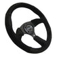 NRG Reinforced Steering Wheel (350mm / 2.5in. Deep) Blk Suede Comfort Grip w/5mm Matte Blk Spokes