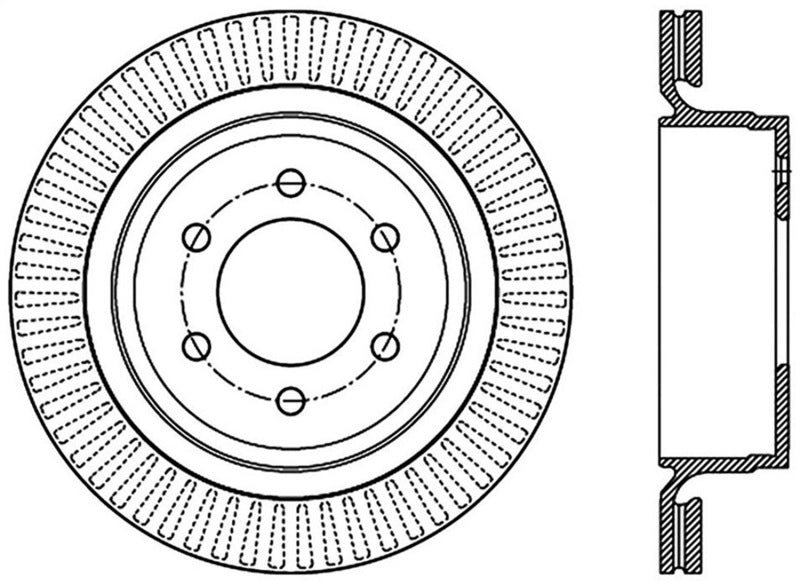 StopTech 12-14 Ford F-150 w/ 6 Lug Rear Right Slotted Sport Cryo Brake Rotor