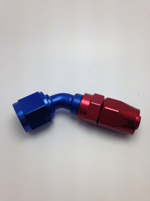 Fragola -10AN Fem x -8AN Hose 45 Degree Reducing Hose End - Blue/Red