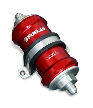 Fuelab 818 In-Line Fuel Filter Standard -8AN In/Out 6 Micron Fiberglass - Red