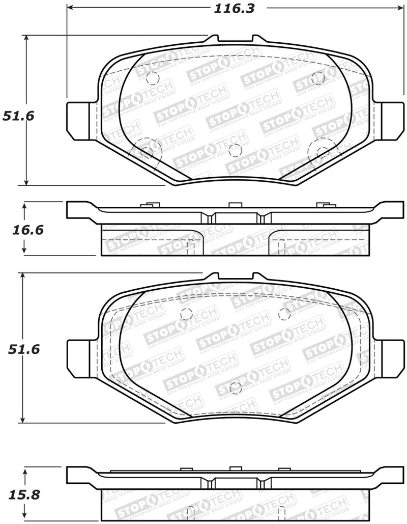 StopTech Sport Brake Pads w/Shims and Hardware - Front