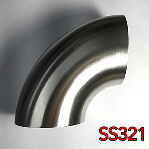 Stainless Bros 3.5 in SS321 90 Deg Elbow - 1D / 3.5in CLR - 16GA / .065in - No Leg