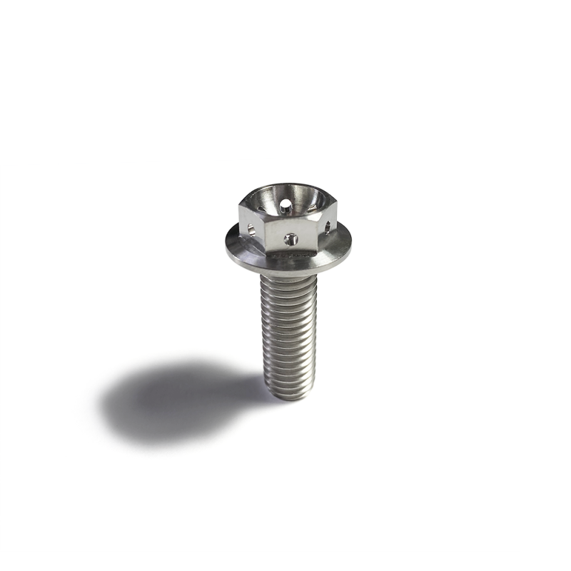 Ticon Industries Titanium Bolt Flanged M10x20x1.25TP 14mm 6pt Head Drilled