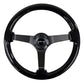 NRG Reinforced Steering Wheel (350mm / 3in. Deep) Black w/Black Chrome Solid 3-Spoke Center