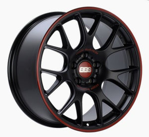 BBS CH-R Nurburgring Edition 19x8.5 5x112 ET48 Satin Black/Red Lip Wheel - 82mm PFS/Clip Req.