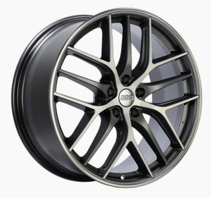 BBS CC-R 20x9 5x114.3 ET32 Satin Graphite Diamond Cut Polished Rim Protector Wheel -82mm PFS Req.