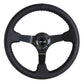 NRG Reinforced Steering Wheel (350mm / 3in. Deep) Bk Leather w/Bk BBall Stitch (Odi Bakchis Edition)