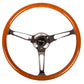 NRG Reinforced Steering Wheel (360mm) Classic Wood Grain w/Chrome Cutout 3-Spoke Center