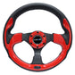 NRG Reinforced Steering Wheel (320mm) Blk w/Red Trim & 5mm 3-Spoke