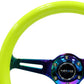 NRG Classic Wood Grain Steering Wheel (350mm) Neon Yellow Color w/Neochrome Spokes