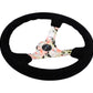 NRG Reinforced Steering Wheel (350mm / 3in. Deep) Blk Suede Floral Dipped w/ Blk Baseball Stitch