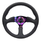 NRG Reinforced Steering Wheel (350mm / 2.5in. Deep) Leather Race Comfort Grip w/4mm Neochrome Spokes